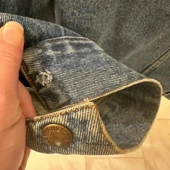 Vintage Rustler Denim Jacket Men’s XL Blue Jean 1980s Wrangler Trucker Button Up - Picture 5 of 5